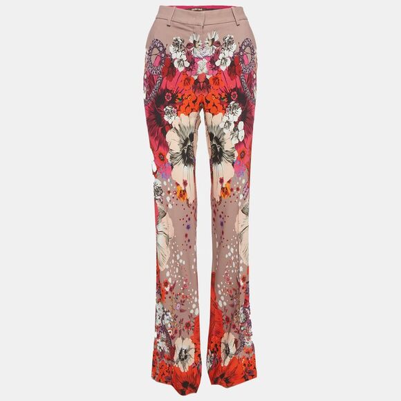 Roberto Cavalli Denim - Roberto Cavalli Pink Floral Print Crepe Trousers M